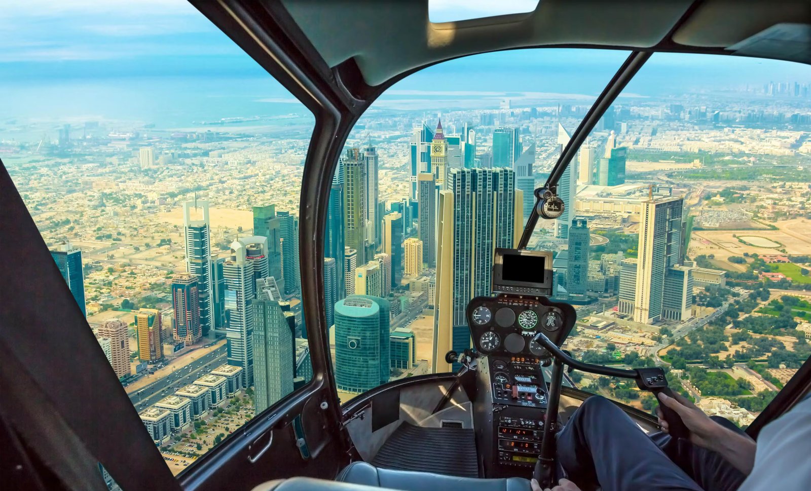 Aerial View of Burj Khalifa from Helicopter